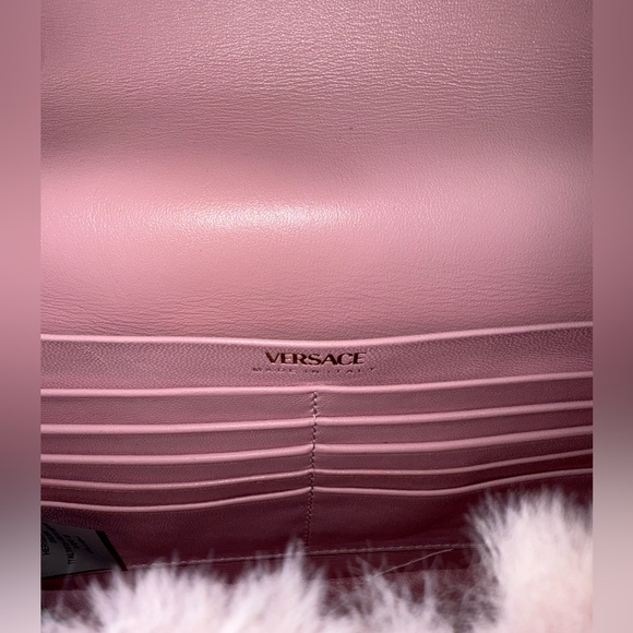 Versace Faux Fur Quilted Virtus Bag English Rose - Picture 5 of 10